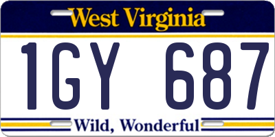 WV license plate 1GY687