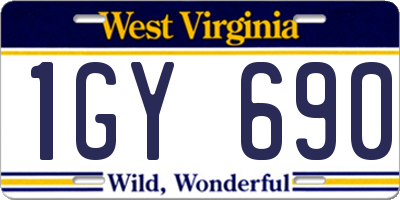 WV license plate 1GY690