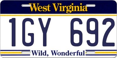 WV license plate 1GY692