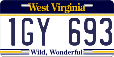 WV license plate 1GY693