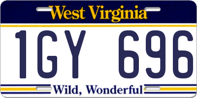 WV license plate 1GY696
