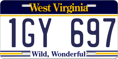 WV license plate 1GY697