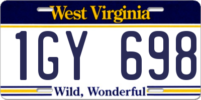 WV license plate 1GY698
