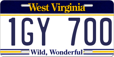 WV license plate 1GY700