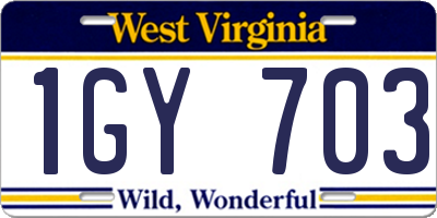 WV license plate 1GY703