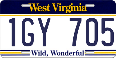 WV license plate 1GY705