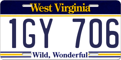 WV license plate 1GY706