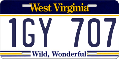 WV license plate 1GY707