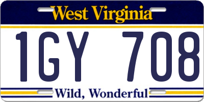 WV license plate 1GY708
