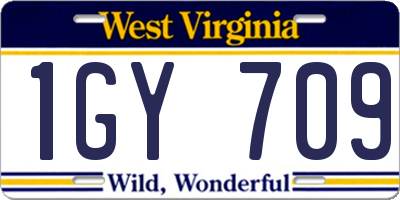 WV license plate 1GY709