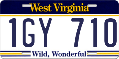 WV license plate 1GY710