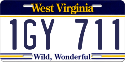 WV license plate 1GY711