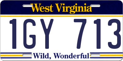 WV license plate 1GY713