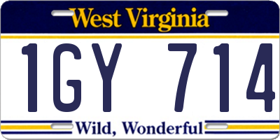 WV license plate 1GY714