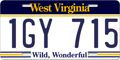 WV license plate 1GY715