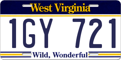 WV license plate 1GY721