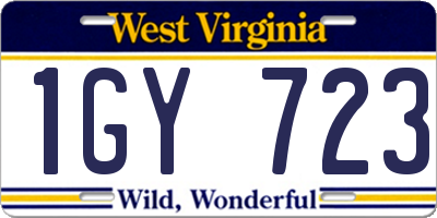 WV license plate 1GY723