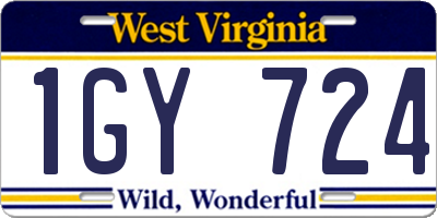 WV license plate 1GY724
