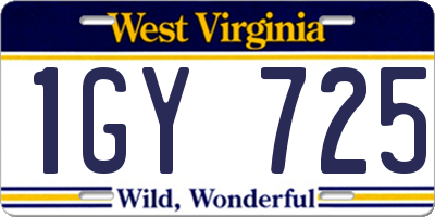 WV license plate 1GY725