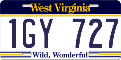 WV license plate 1GY727