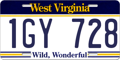 WV license plate 1GY728