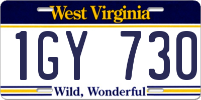 WV license plate 1GY730