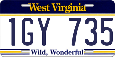 WV license plate 1GY735