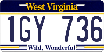 WV license plate 1GY736