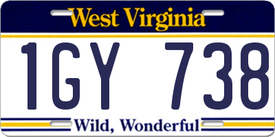 WV license plate 1GY738