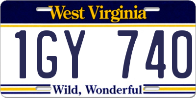 WV license plate 1GY740