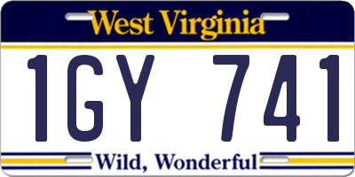 WV license plate 1GY741