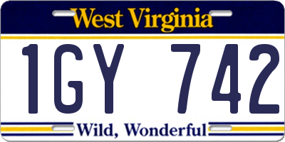 WV license plate 1GY742