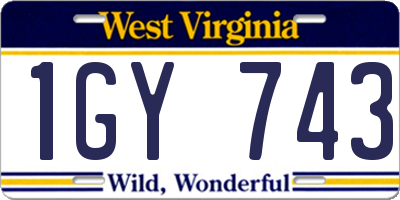 WV license plate 1GY743
