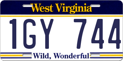 WV license plate 1GY744