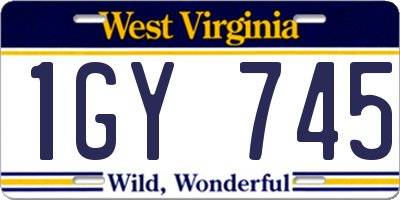 WV license plate 1GY745