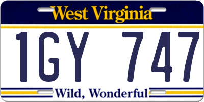 WV license plate 1GY747