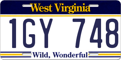 WV license plate 1GY748