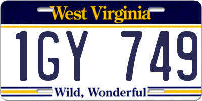 WV license plate 1GY749