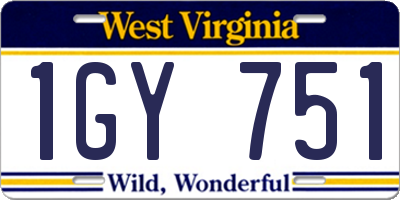 WV license plate 1GY751