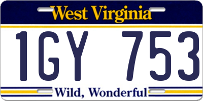 WV license plate 1GY753