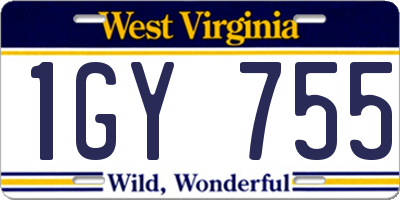 WV license plate 1GY755
