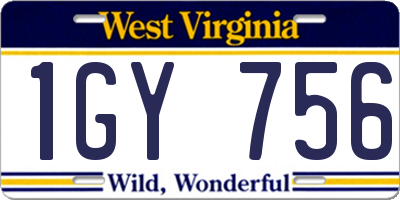 WV license plate 1GY756