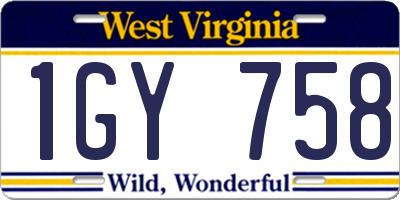 WV license plate 1GY758