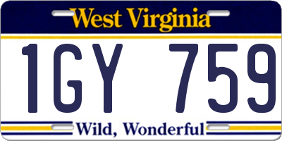 WV license plate 1GY759