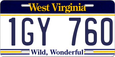 WV license plate 1GY760