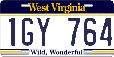 WV license plate 1GY764