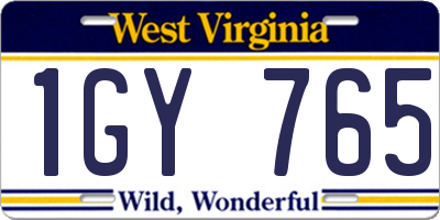 WV license plate 1GY765