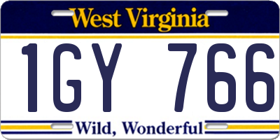 WV license plate 1GY766
