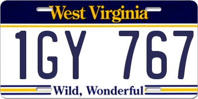 WV license plate 1GY767