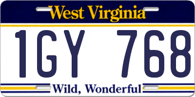 WV license plate 1GY768